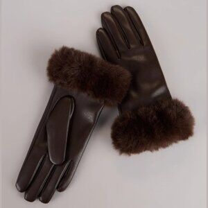 Brown Faux Fur Gloves, OS
